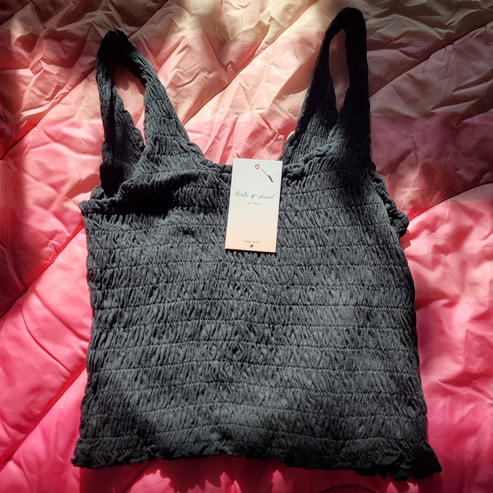 Black Textured Women's Crop Top